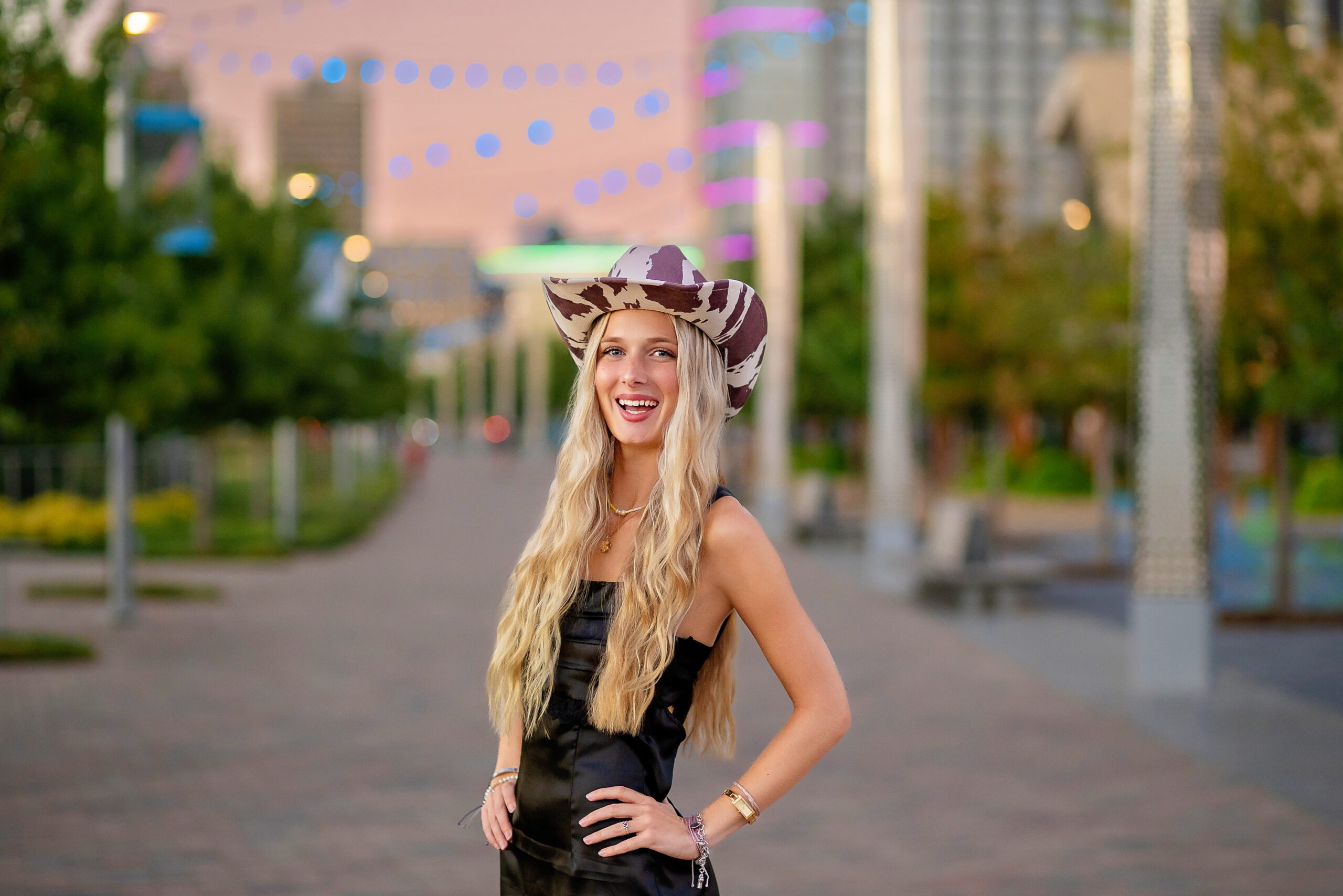 Oklahoma City Senior Photo Location showing a senior girl posing in Scissor Tail Park for Missy Mayo Photography