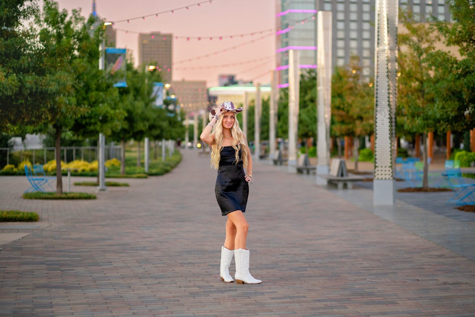 Senior girl posing in Urban Photo Session Oklahoma City Scissortail Park for Missy Mayo Photography