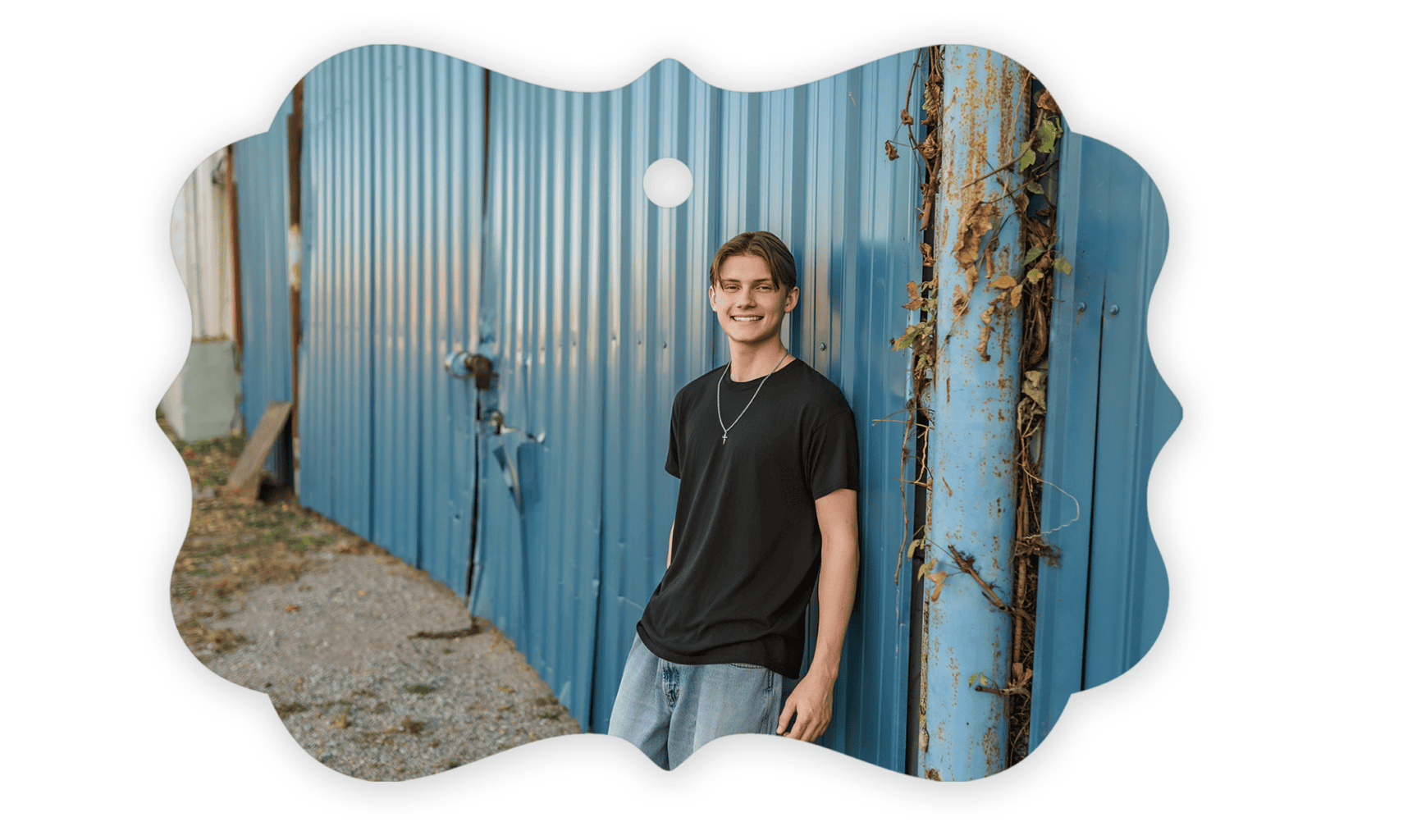 Custom photo Christmas ornament featuring an Oklahoma City senior portrait